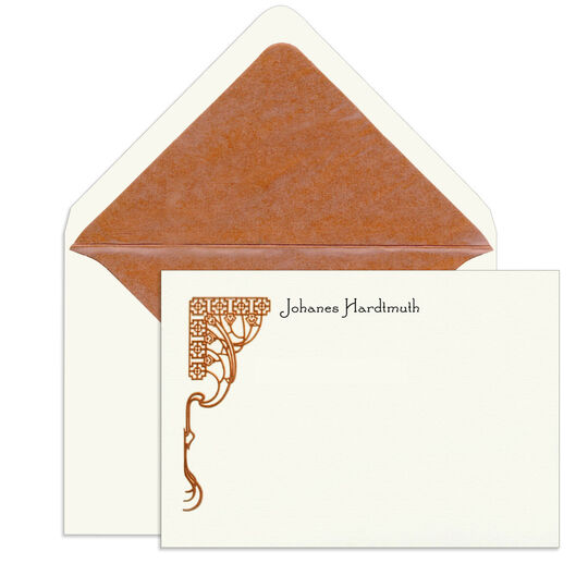 Bronze Trellis Engraved Motif Flat Note Cards